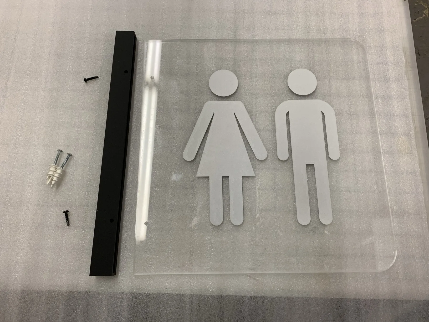 Cut acrylic office signs and interior sign components