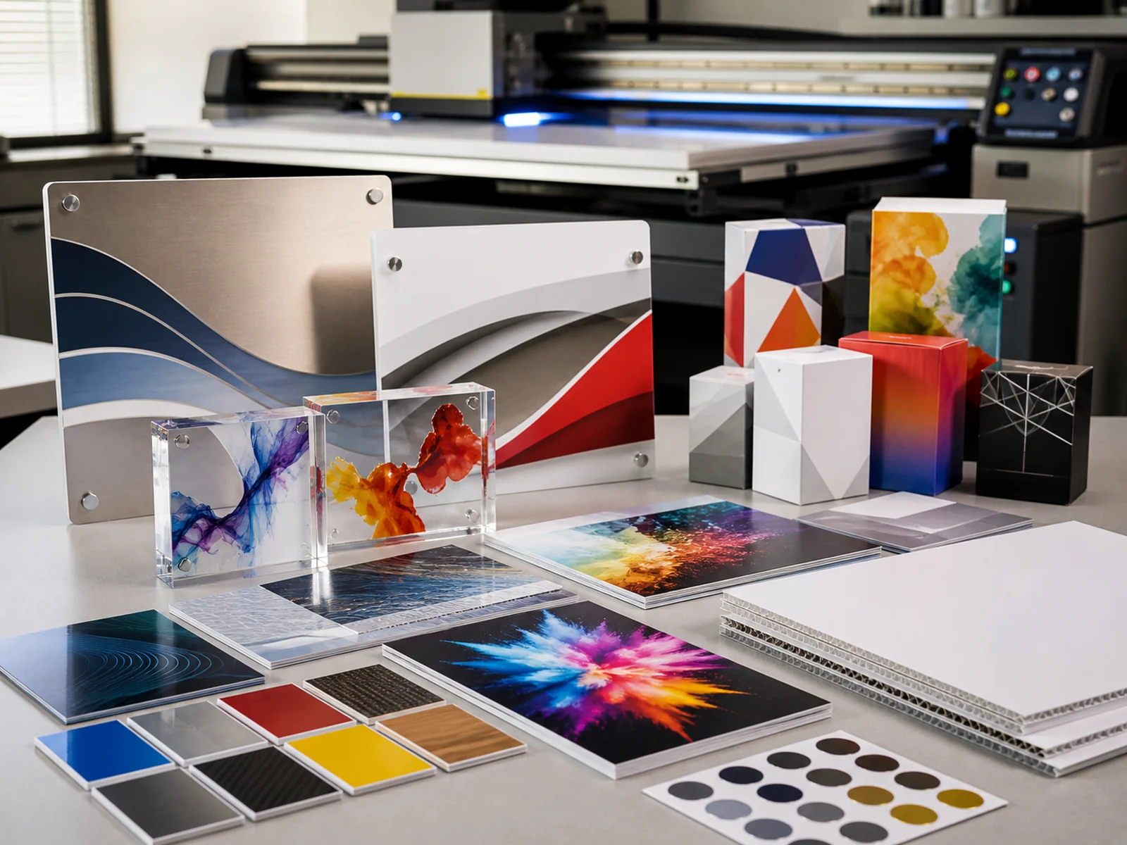 UV printed signage, packaging prototypes and industrial labels