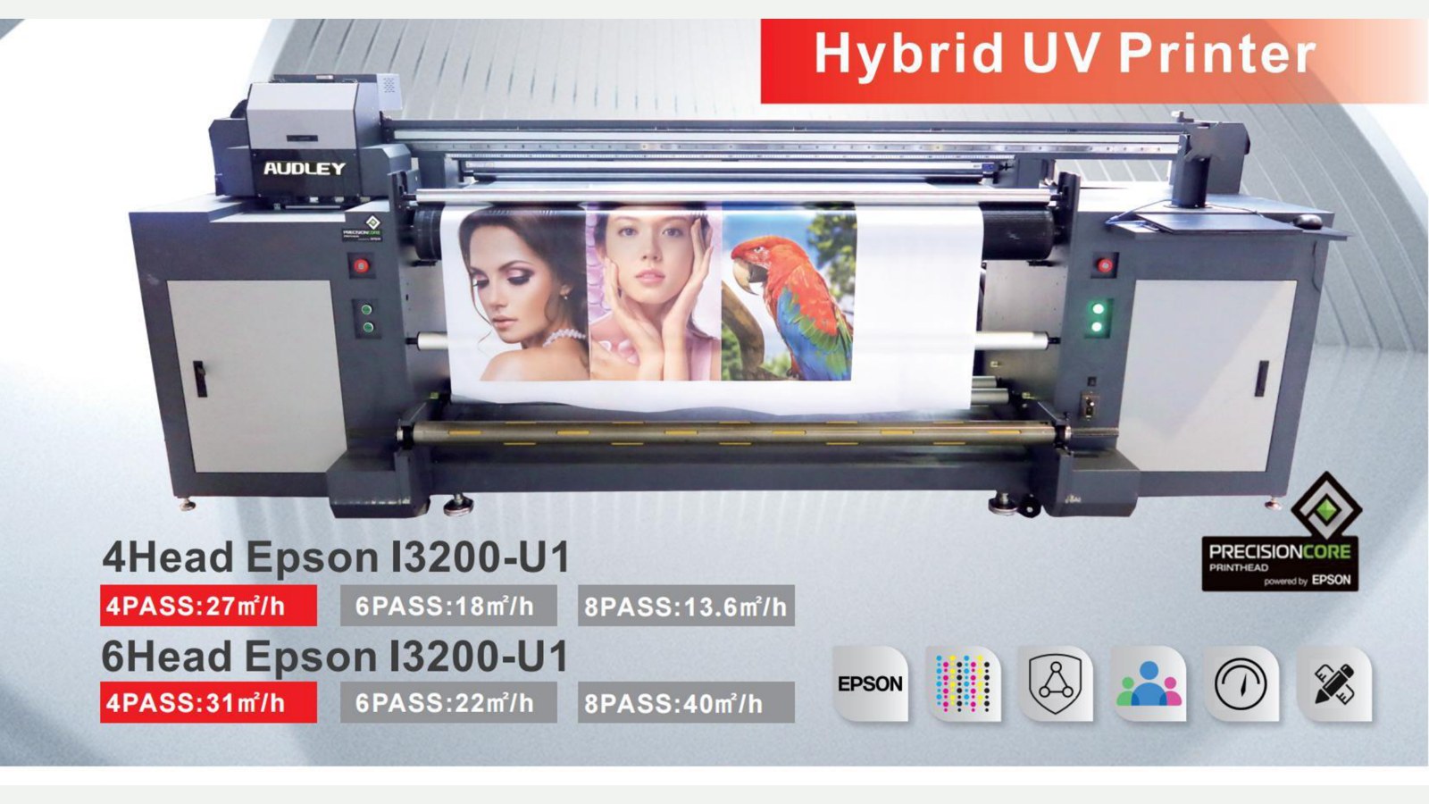 Hybrid UV printer with Epson I3200 printheads
