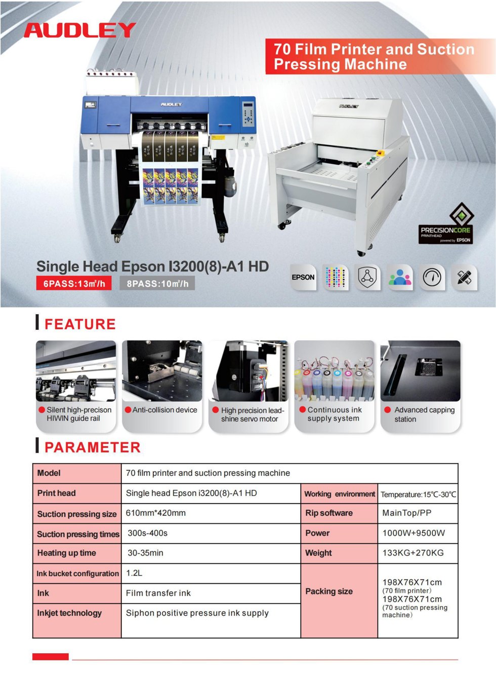 Audley 70 Film UV DTF Printer and Press detail